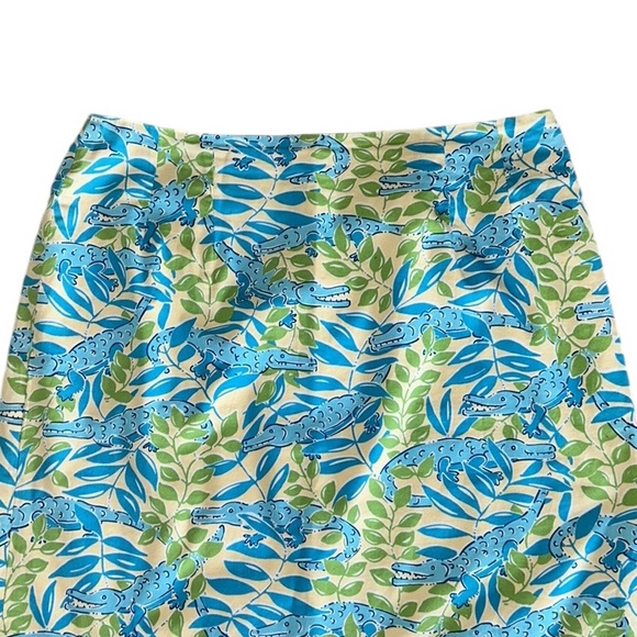 Lilly Pulitzer Vintage Yellow Green Blue Alligator Fern Mini Skirt - 6 - Picture 2 of 9